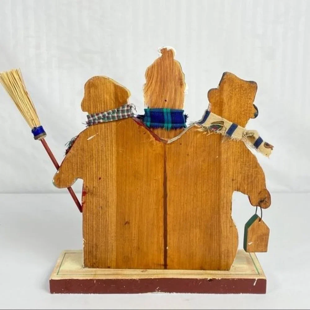 Christmas Wooden Snowmen Decoration HandPainted Primitive Folk Art‎ Winter Decor